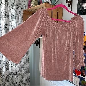 Deletta off the shoulder blush blouse